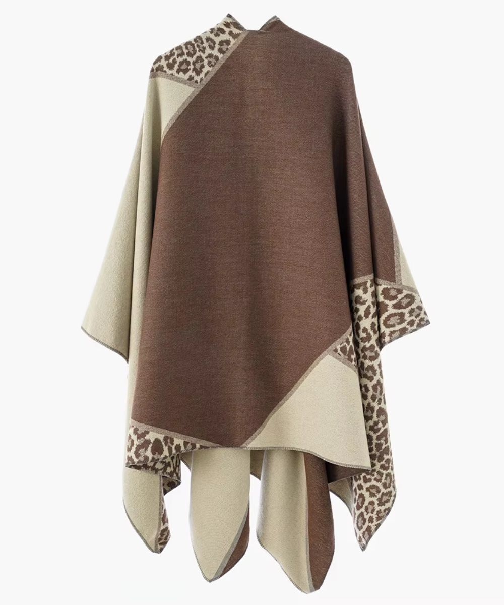 Poncho Femme Léopard Coupe Longue