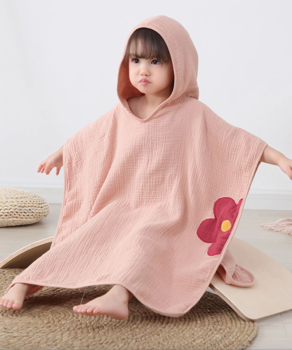 Poncho Bain Fille Rose - Planète Poncho