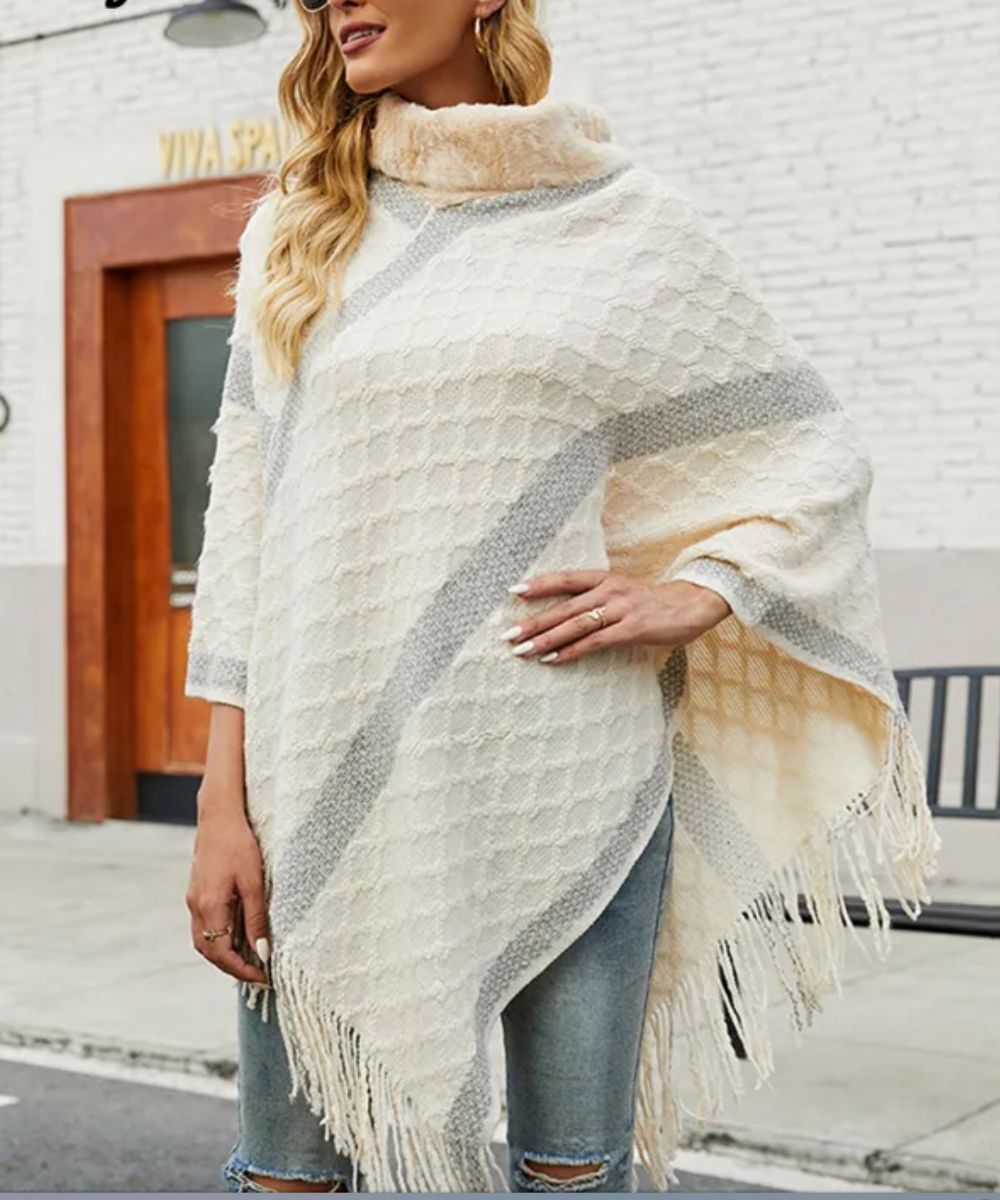 Poncho Blanc Femme - Planète Poncho