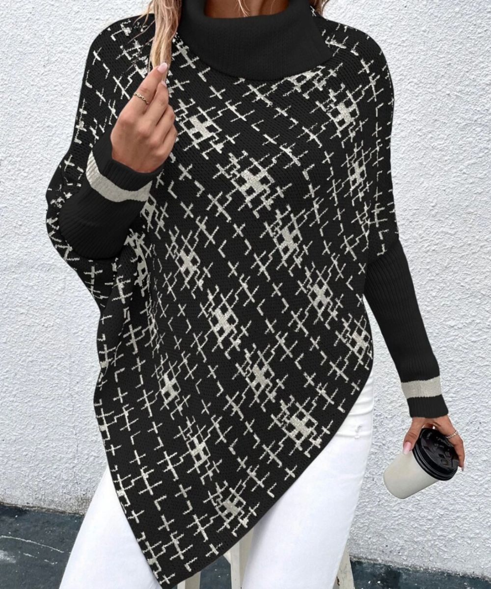 Poncho Noir Et Blanc Femme - Planète Poncho