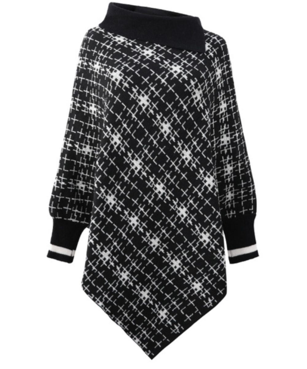Poncho Noir Et Blanc Femme - Planète Poncho