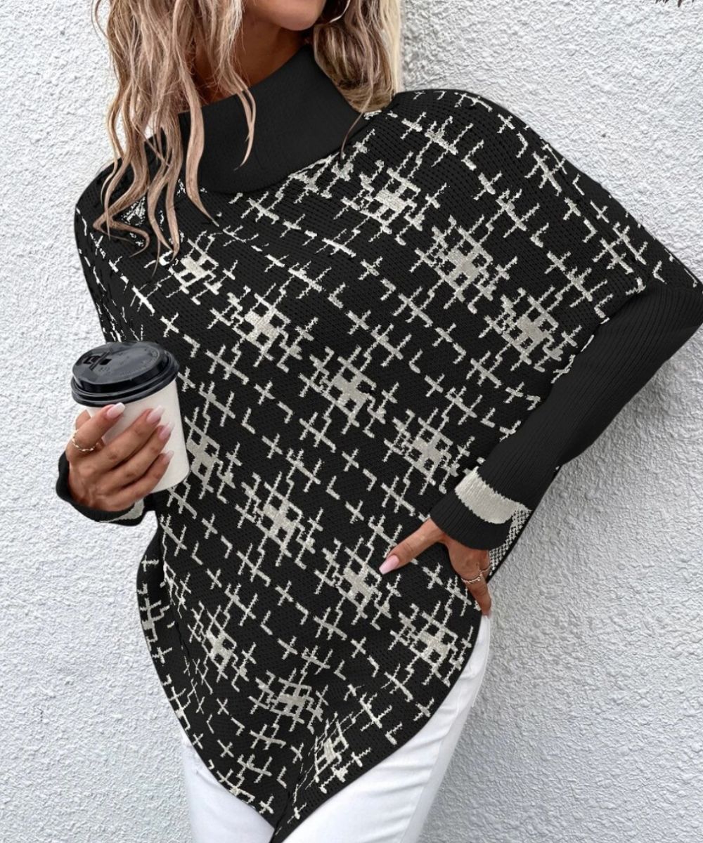 Poncho Noir Et Blanc Femme - Planète Poncho