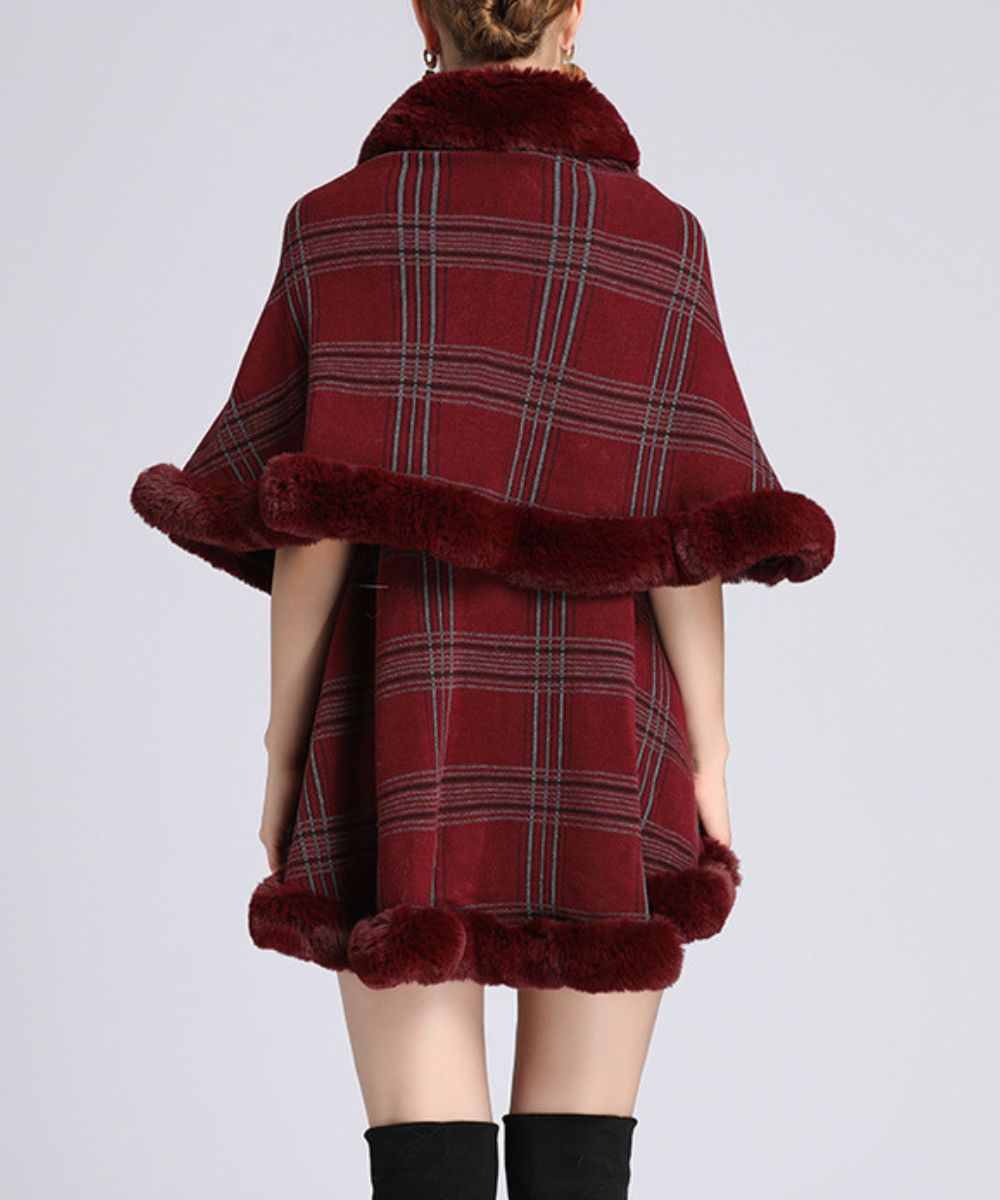 Poncho Polaire Rouge Carreaux - Planète Poncho