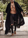 Poncho à Capuche Pour Homme En Laine Douce - Fait Main, Confortable, Chaud - Manteau D'hiver Style Décontracté - 7