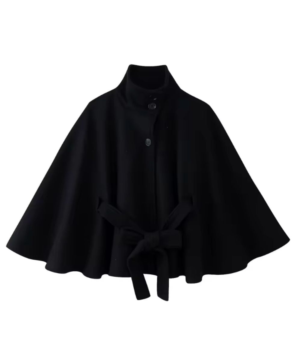 Poncho Femme Ceinturé à Col Montant