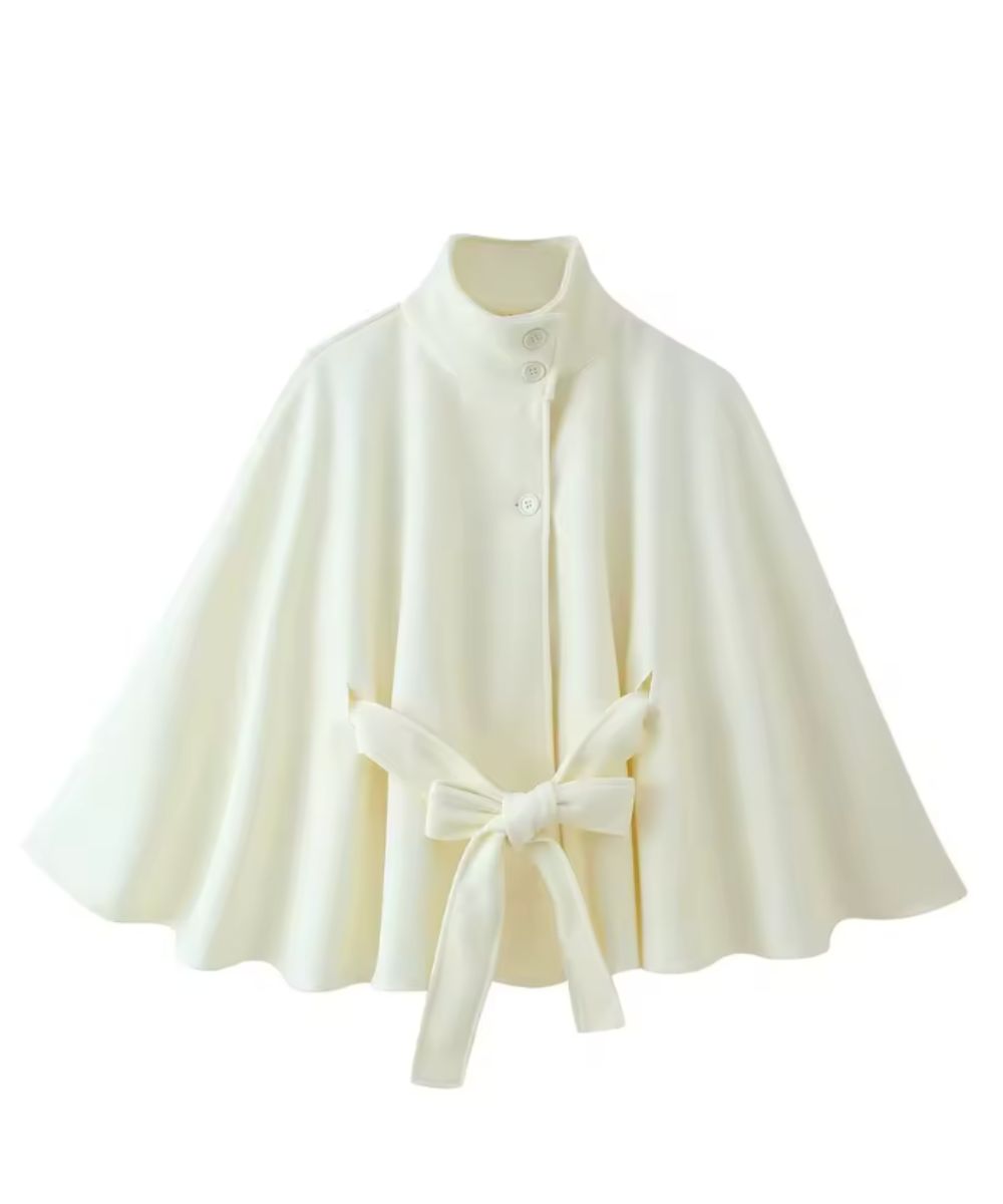 Poncho Femme Ceinturé à Col Montant