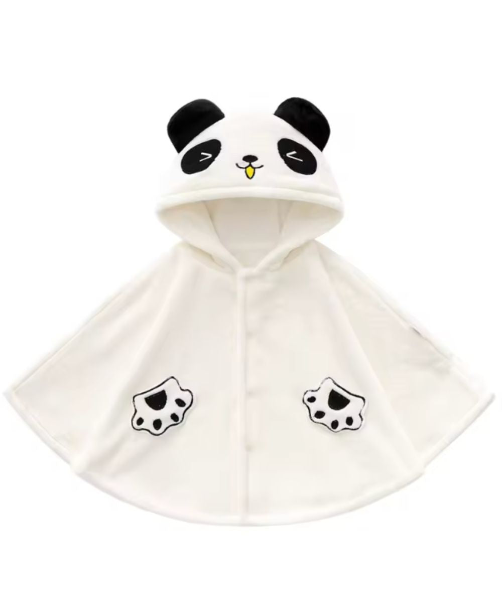 Poncho de bain pour bébé blanc avec capuche motif panda et détails pattes Planète Poncho