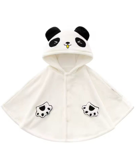 Poncho de bain pour bébé blanc avec capuche motif panda et détails pattes Planète Poncho