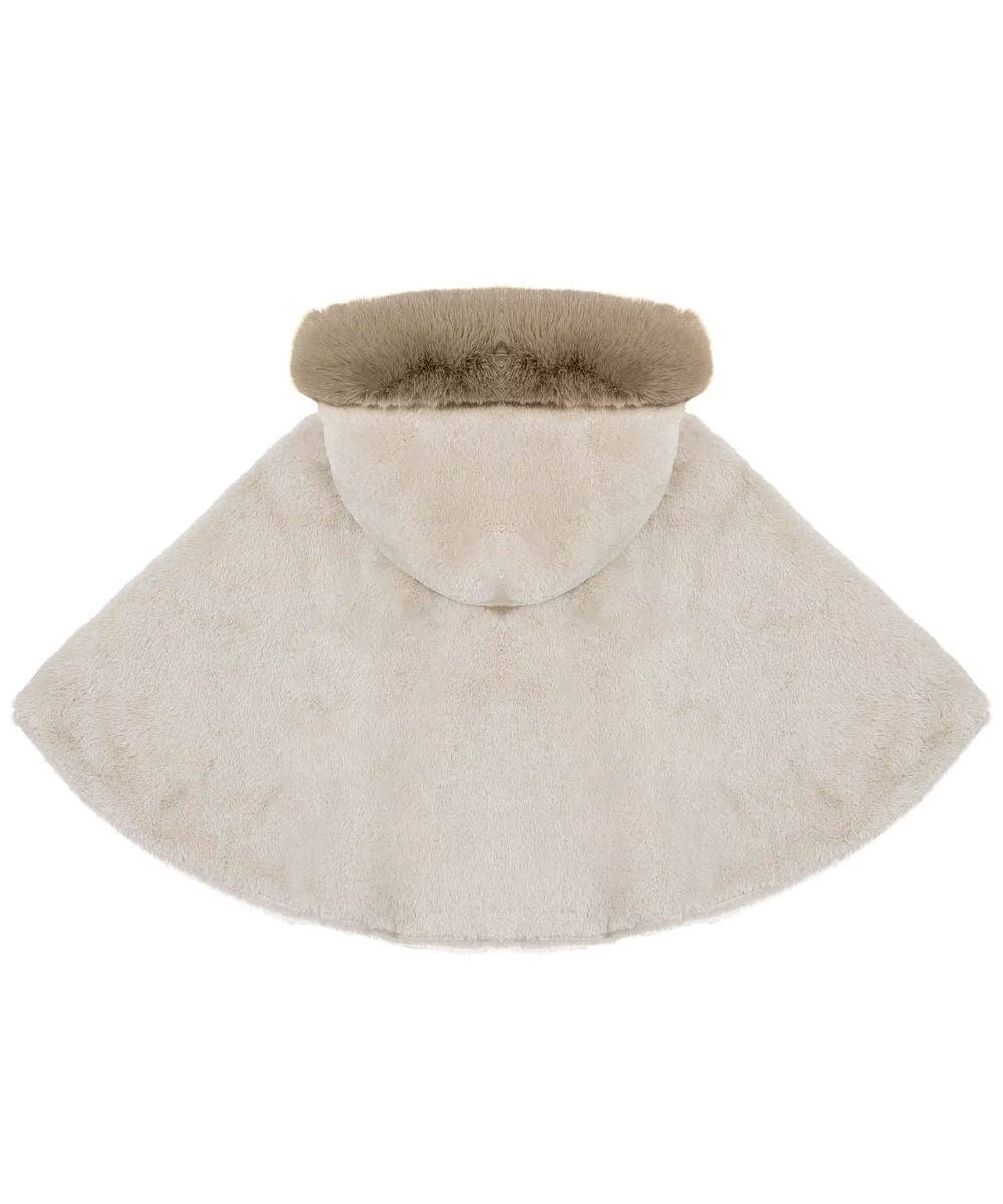 Poncho bébé d'extérieur en fausse fourrure beige avec capuche de Planète Poncho