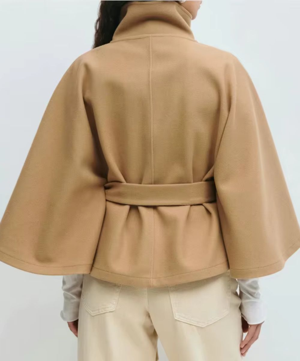 Poncho Femme Ceinturé à Col Montant