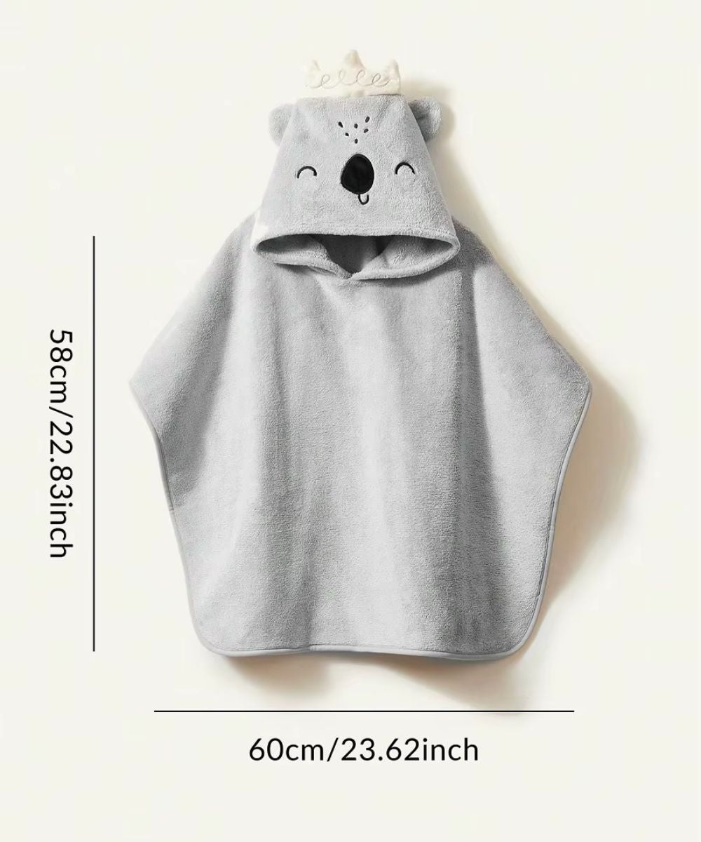 Poncho de bain pour bébé gris style koala de Planète Poncho avec dimensions