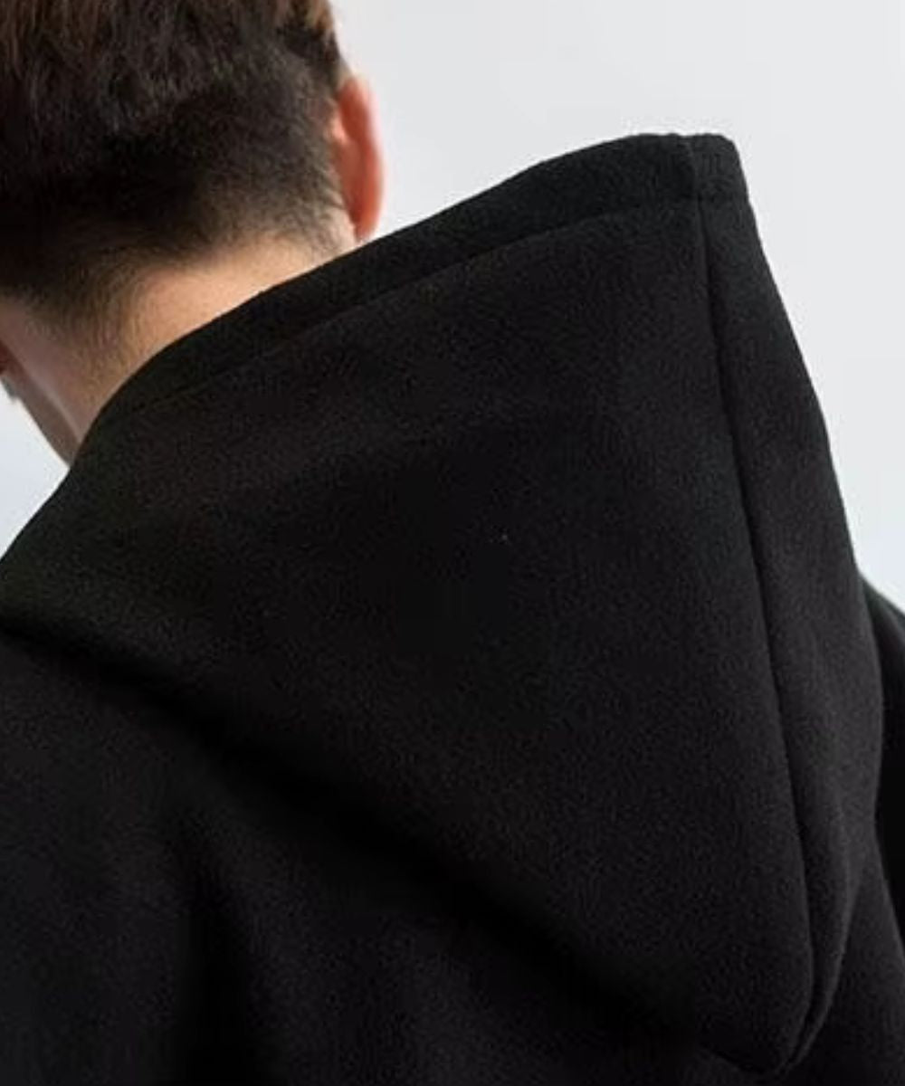 Poncho Long Noir à Boutons Homme