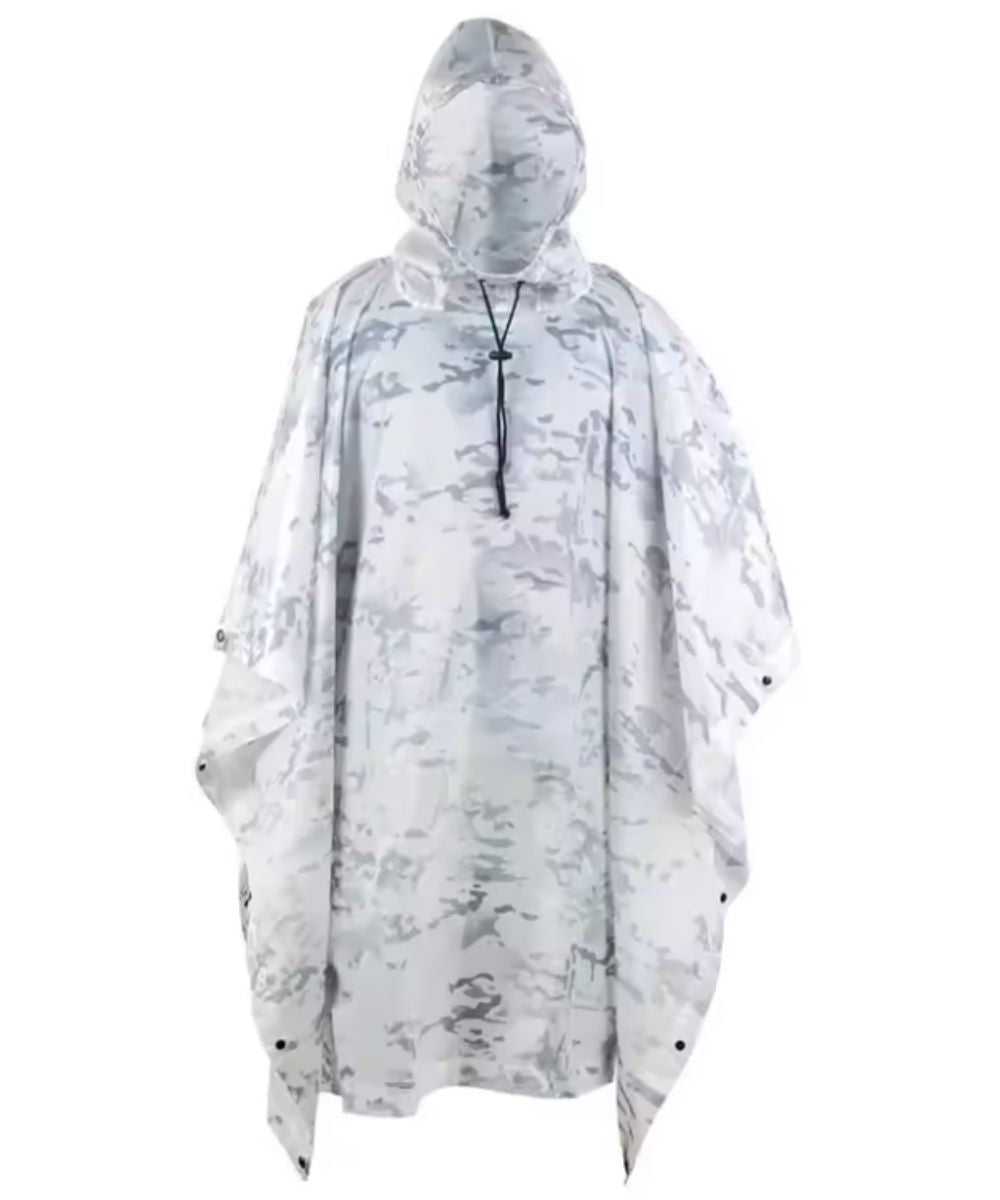 Poncho de pluie tactique Planète Poncho avec motif camouflage hivernal blanc et gris