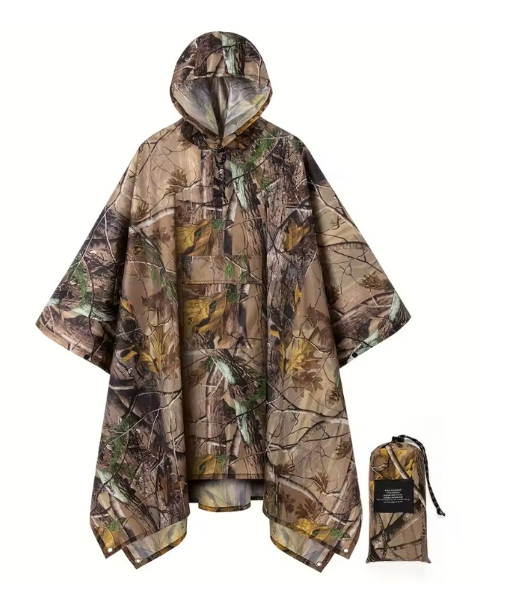 Poncho pluie tactique imperméable avec capuche et sac de transport, motif camouflage Planète Poncho