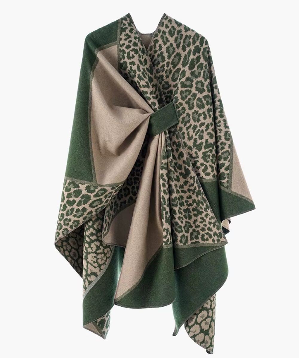 Poncho Femme Léopard Coupe Longue