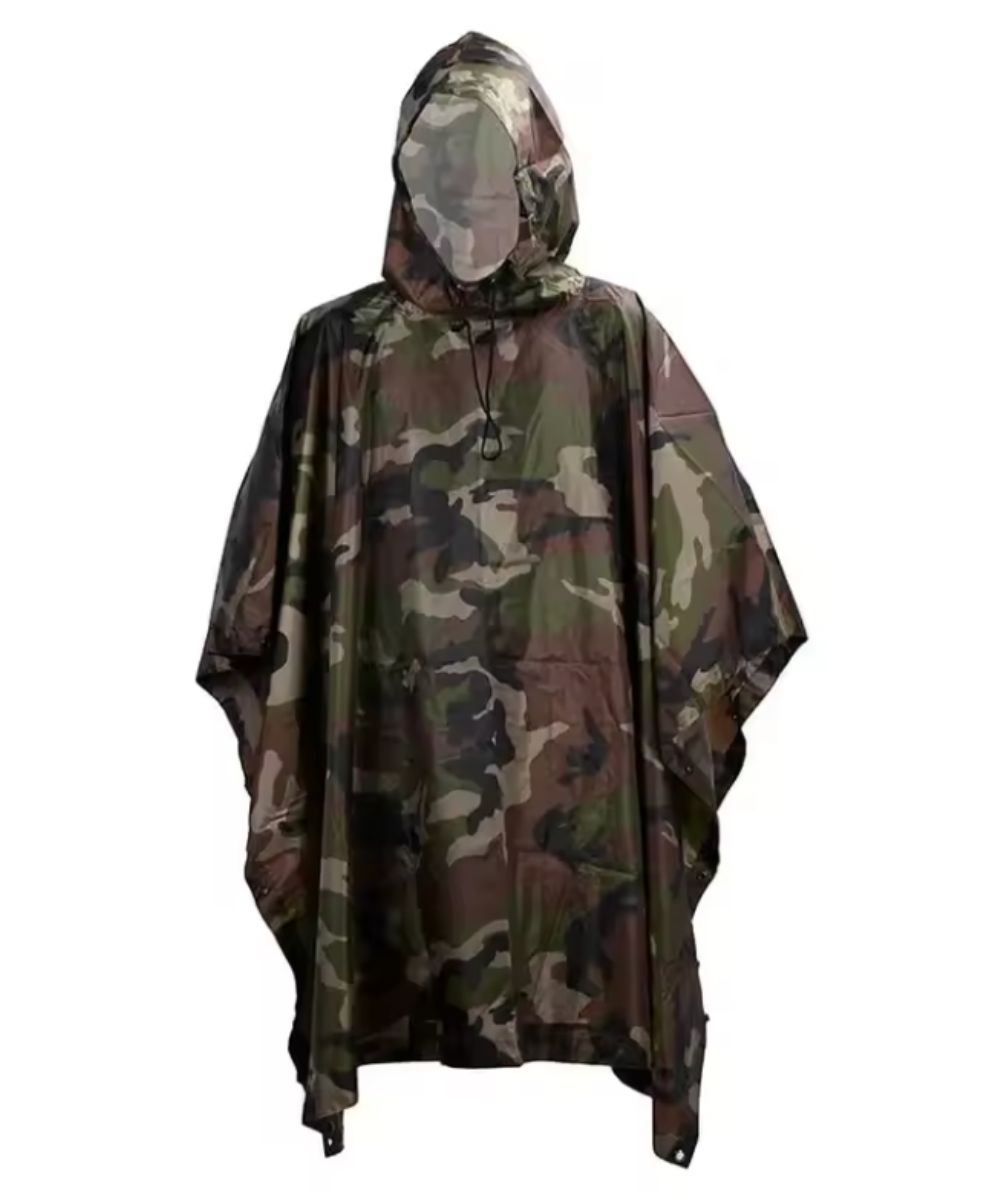 Poncho de pluie tactique imperméable avec capuche et motif camouflage militaire Planète Poncho