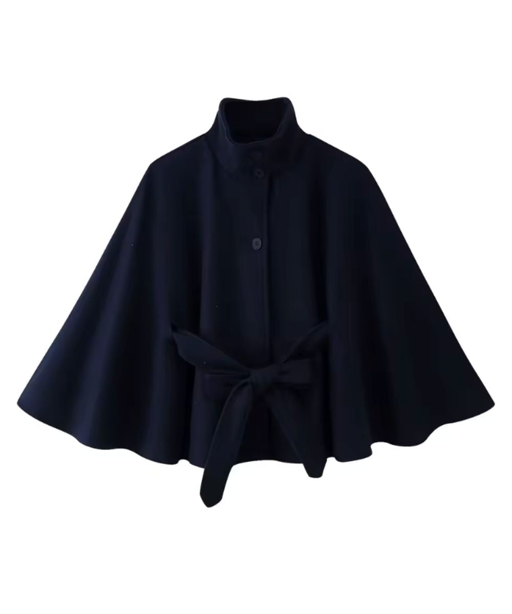 Poncho Femme Ceinturé à Col Montant