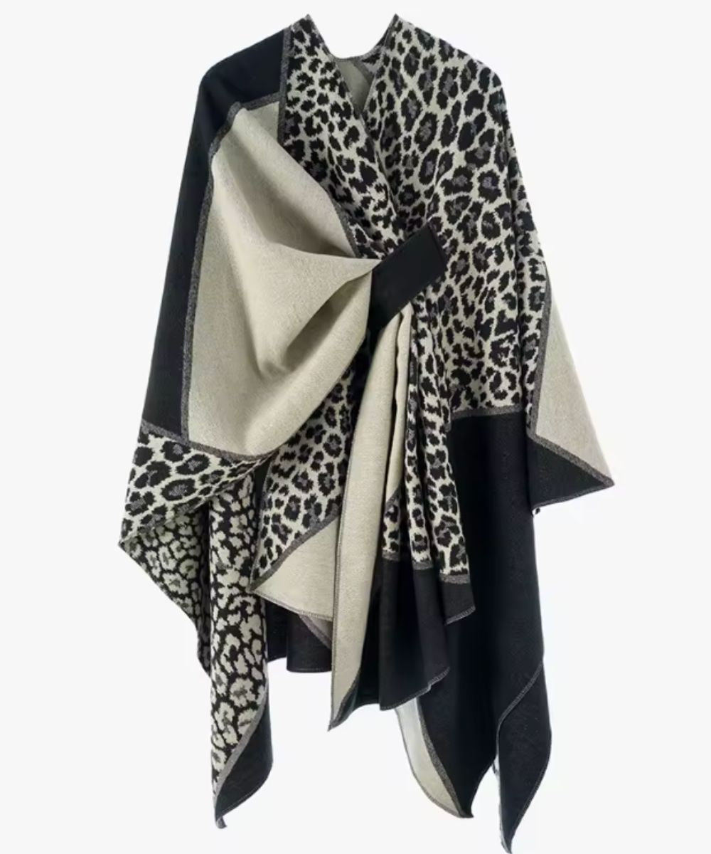 Poncho Femme Léopard Coupe Longue