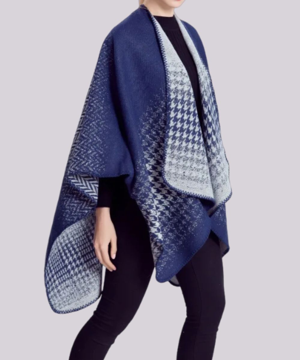 Poncho Cachemire Bleu Marine - Planète Poncho