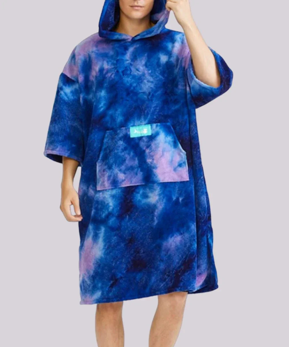 Poncho De Bain Adulte Unisexe – Séchage Rapide, Capuche, Fermeture éclair – Idéal Plage, Surf, Piscine
