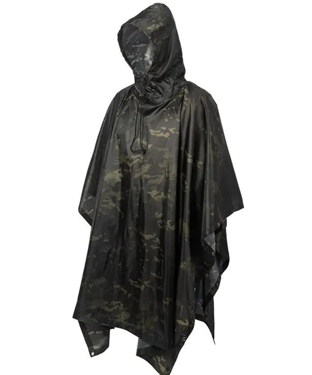 Poncho imperméable camouflage militaire avec capuche, protection pluie outdoor