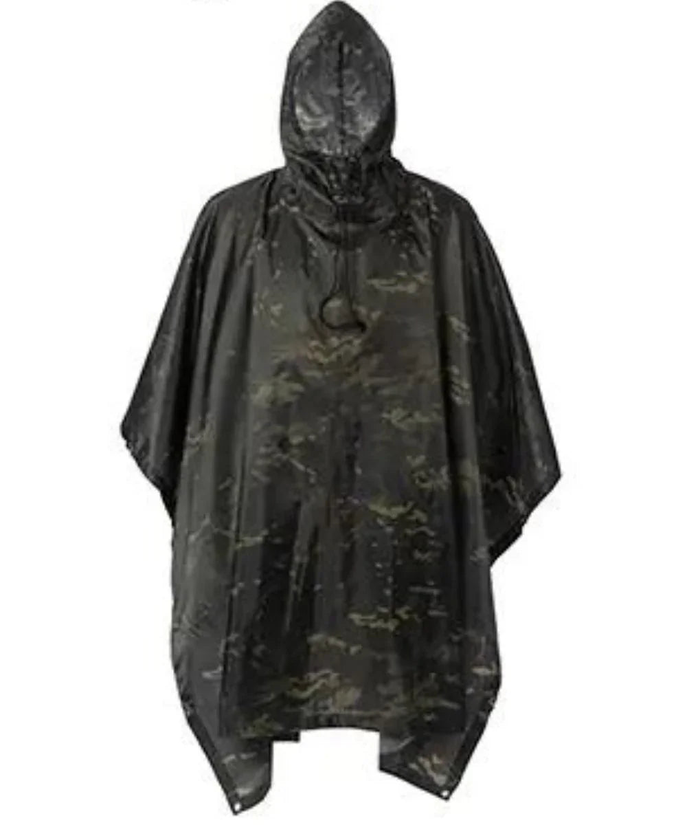 Poncho imperméable camouflage militaire avec capuche, cape anti-pluie unisexe