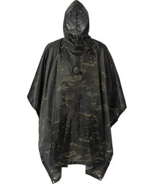 Poncho imperméable camouflage militaire avec capuche, cape anti-pluie unisexe
