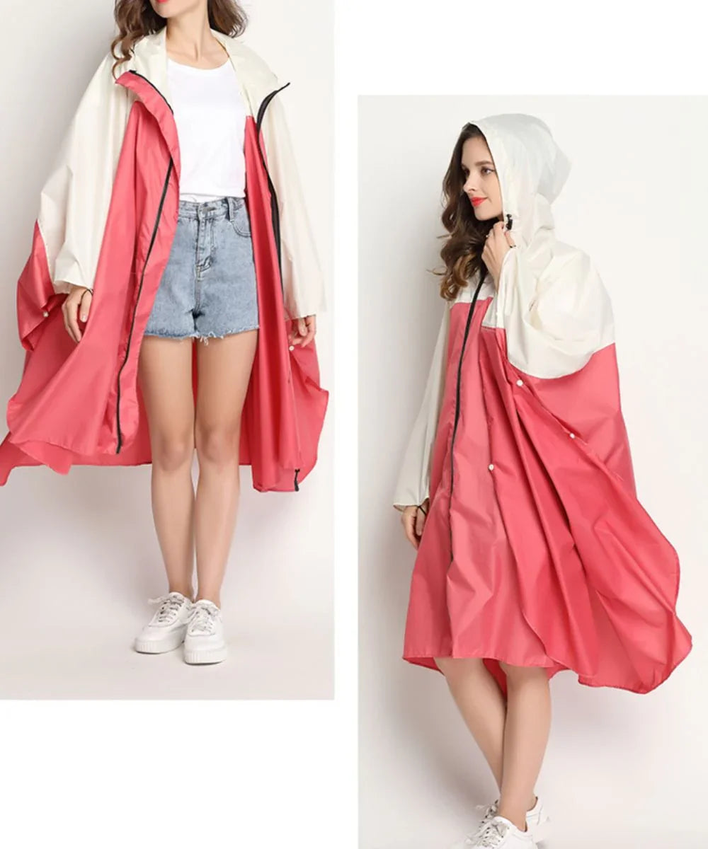 Poncho imperméable rose et blanc, idéal pour l'été ou l'hiver, style élégant et pratique