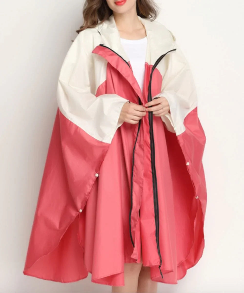 Poncho imperméable rose et blanc, idéal pour l'été ou l'hiver, élégant et pratique