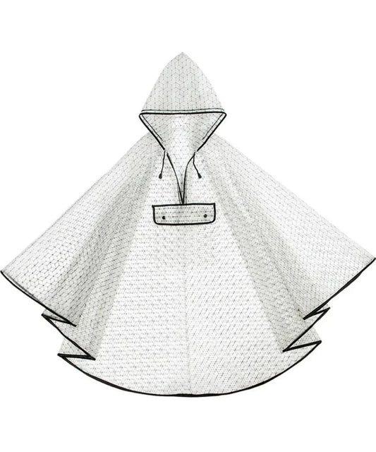 Poncho de pluie transparent homme, capuche et motif hexagonal, liseré noir