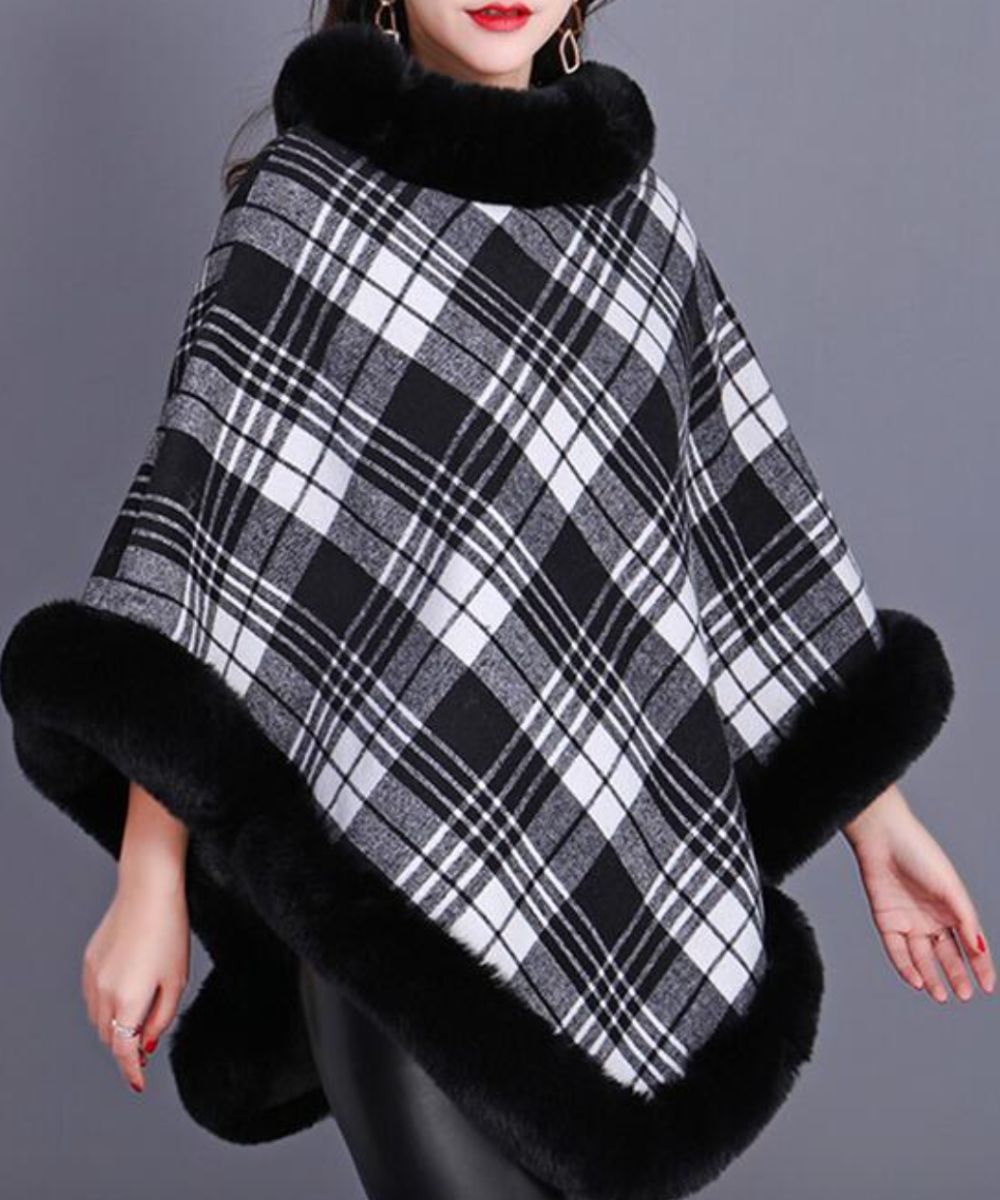 Poncho col fourrure discount femme